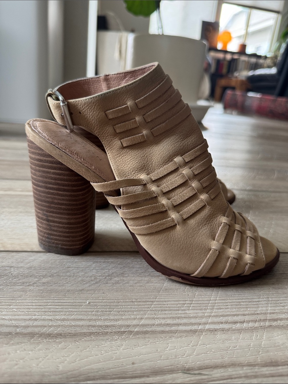 Caslon Beige Strappy Block Heel Sandal - Women